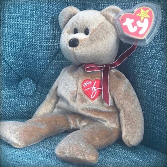 Vintage Ty Beanie Babies 1999 Signature Bear Stuffed Animal NWT💚 - Picture 1 of 9